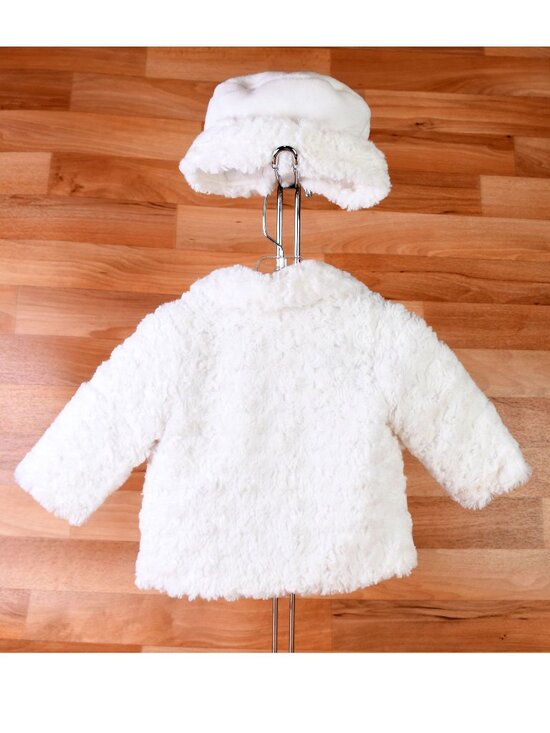 Absorba Other - (Set) Absorba Paris 6-9 month girls white faux fur jacket and hat